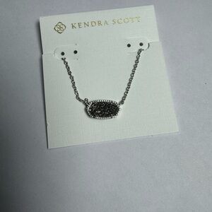 Kendra Scott Silver Necklace with Dark Pendant